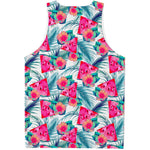 Watermelon Teal Hawaiian Pattern Print Men's Tank Top