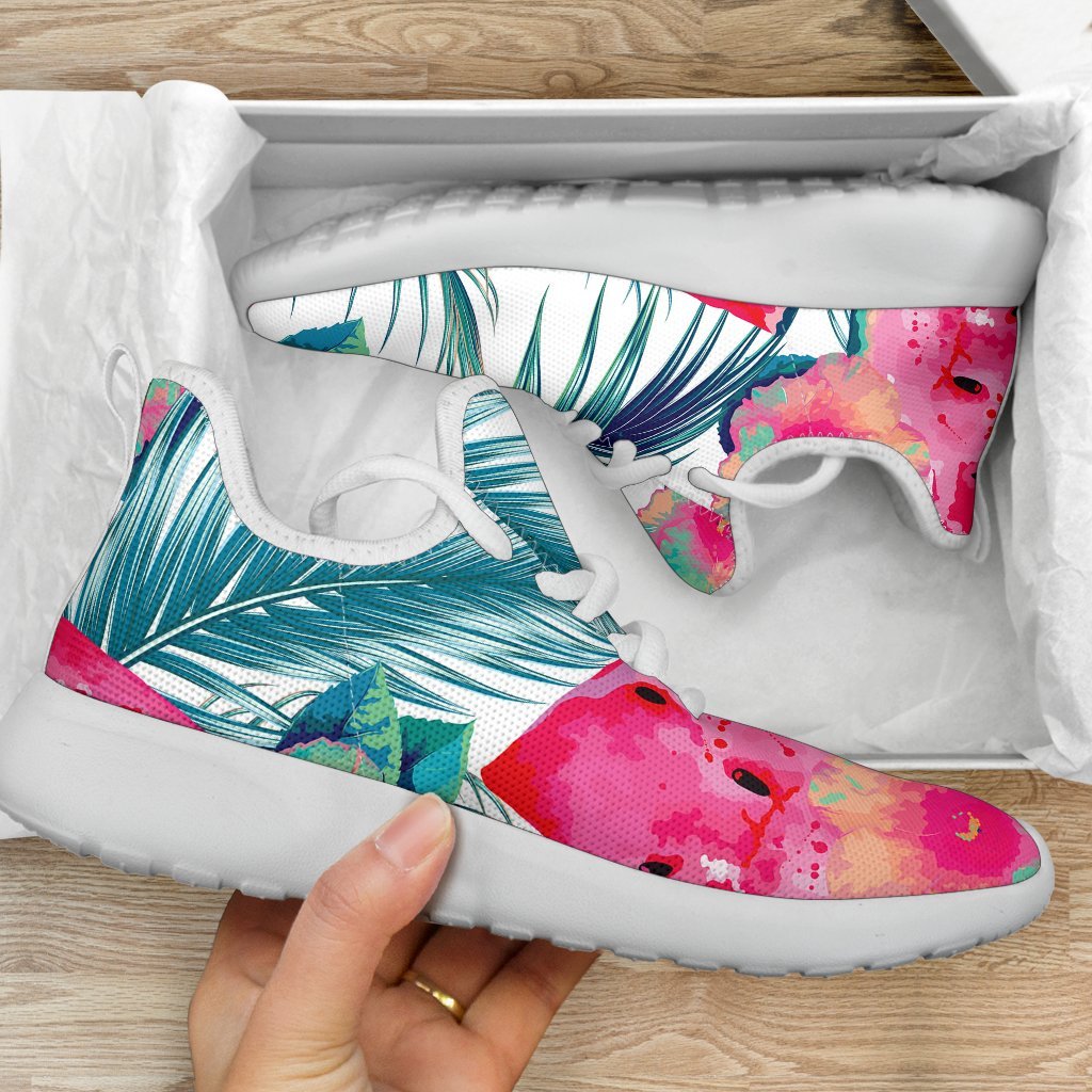 Watermelon Teal Hawaiian Pattern Print Mesh Knit Shoes GearFrost