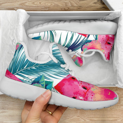 Watermelon Teal Hawaiian Pattern Print Mesh Knit Shoes GearFrost