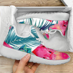 Watermelon Teal Hawaiian Pattern Print Mesh Knit Shoes GearFrost