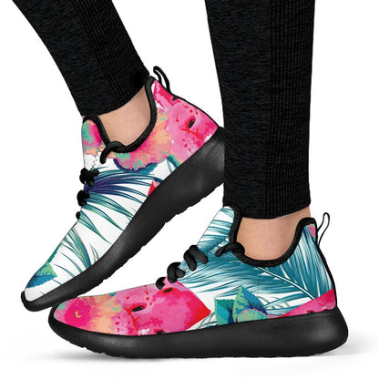 Watermelon Teal Hawaiian Pattern Print Mesh Knit Shoes GearFrost