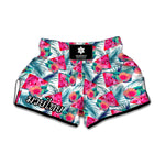 Watermelon Teal Hawaiian Pattern Print Muay Thai Boxing Shorts