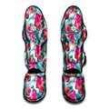 Watermelon Teal Hawaiian Pattern Print Muay Thai Shin Guards