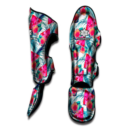 Watermelon Teal Hawaiian Pattern Print Muay Thai Shin Guard