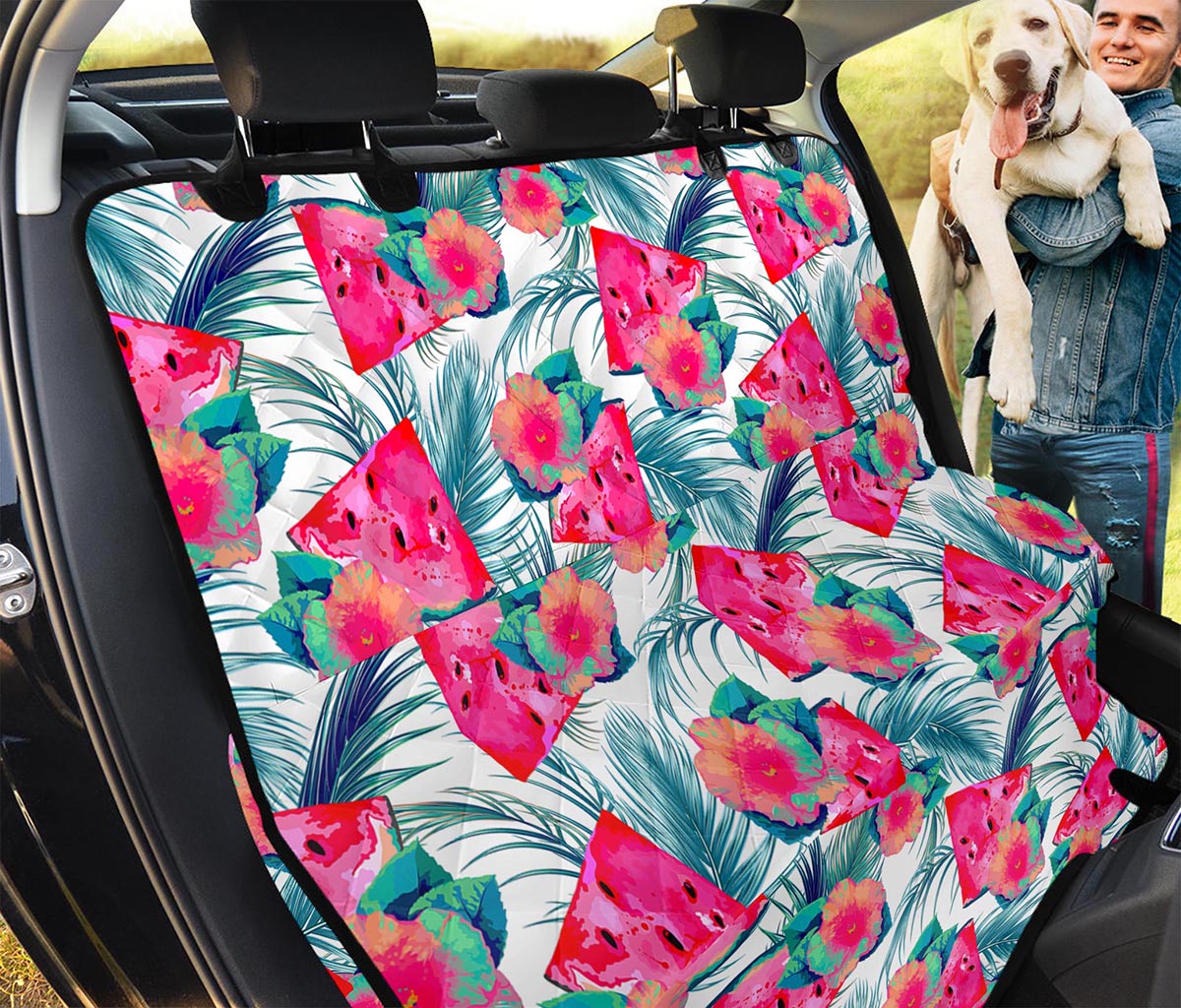 Watermelon Teal Hawaiian Pattern Print Pet Car Back Seat Cover