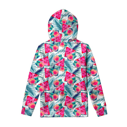 Watermelon Teal Hawaiian Pattern Print Pullover Hoodie