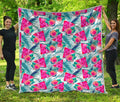 Watermelon Teal Hawaiian Pattern Print Quilt