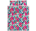 Watermelon Teal Hawaiian Pattern Print Quilt Bed Set