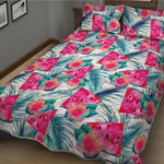Watermelon Teal Hawaiian Pattern Print Quilt Bed Set