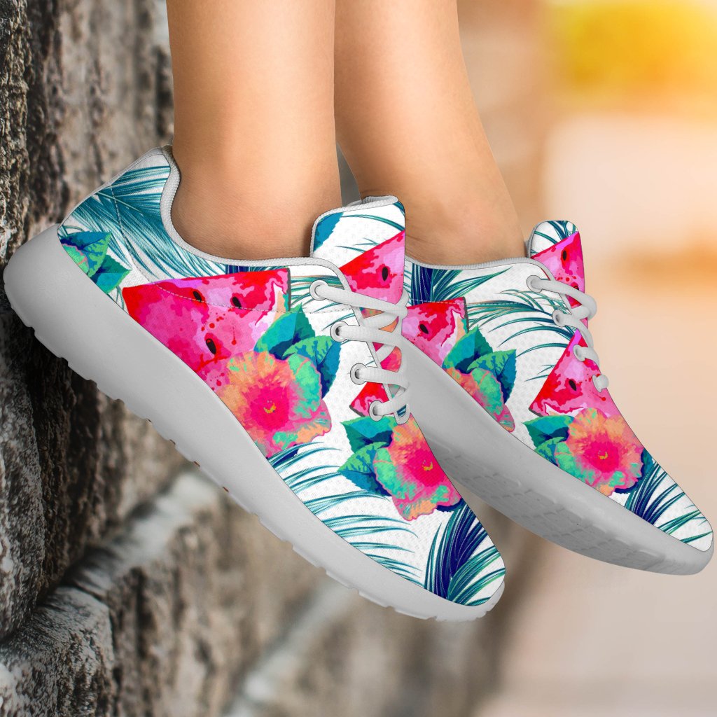 Watermelon Teal Hawaiian Pattern Print Sport Shoes GearFrost