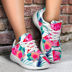 Watermelon Teal Hawaiian Pattern Print Sport Shoes GearFrost