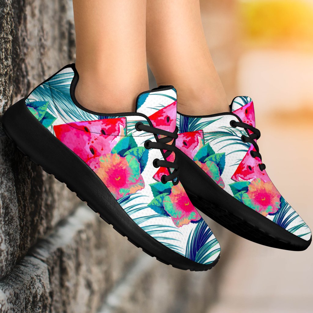 Watermelon Teal Hawaiian Pattern Print Sport Shoes GearFrost