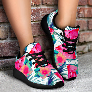 Watermelon Teal Hawaiian Pattern Print Sport Shoes GearFrost