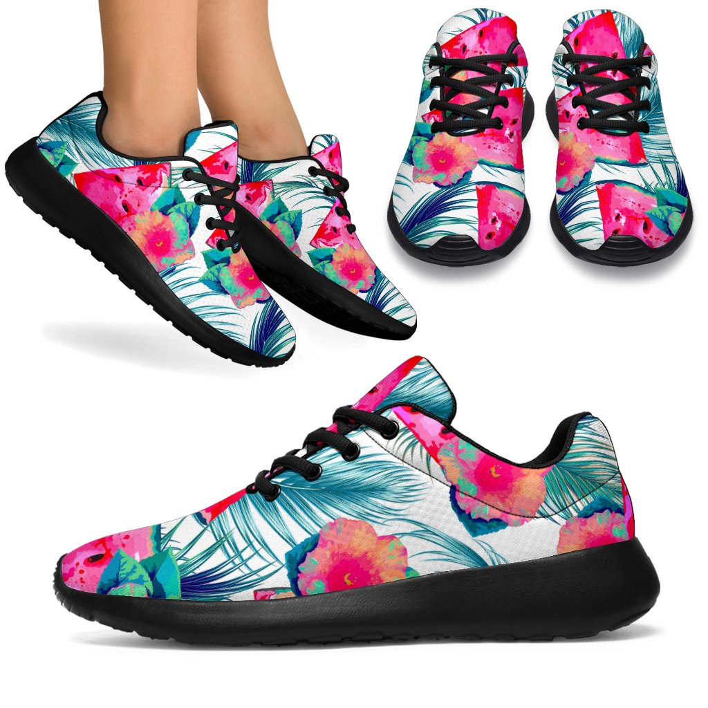 Watermelon Teal Hawaiian Pattern Print Sport Shoes GearFrost