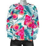 Watermelon Teal Hawaiian Pattern Print Women's Crewneck Sweatshirt GearFrost