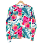 Watermelon Teal Hawaiian Pattern Print Women's Crewneck Sweatshirt GearFrost