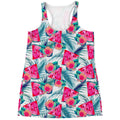 Watermelon Teal Hawaiian Pattern Print Women's Racerback Tank Top