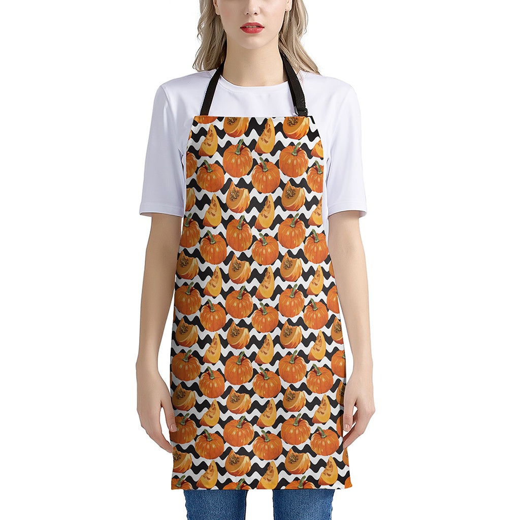 Wave Pumpkin Pattern Print Apron