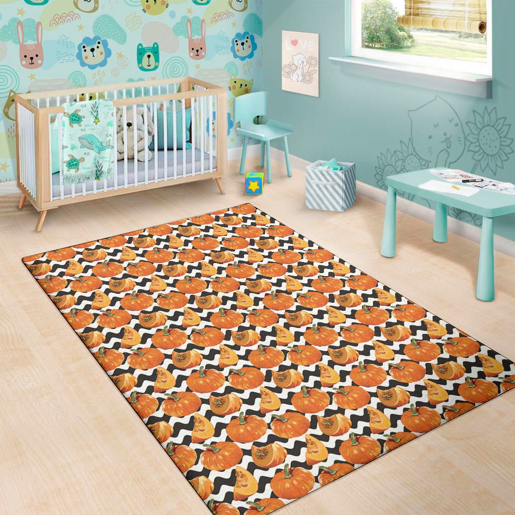 Wave Pumpkin Pattern Print Area Rug