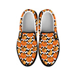 Wave Pumpkin Pattern Print Black Slip On Shoes