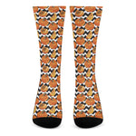 Wave Pumpkin Pattern Print Crew Socks
