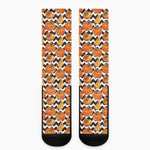 Wave Pumpkin Pattern Print Crew Socks