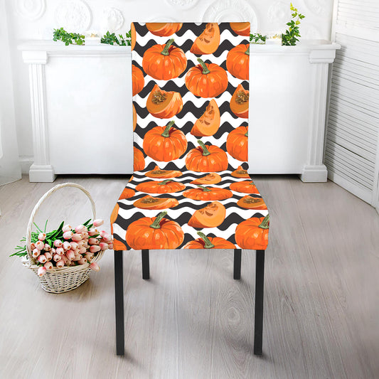 Wave Pumpkin Pattern Print Dining Chair Slipcover