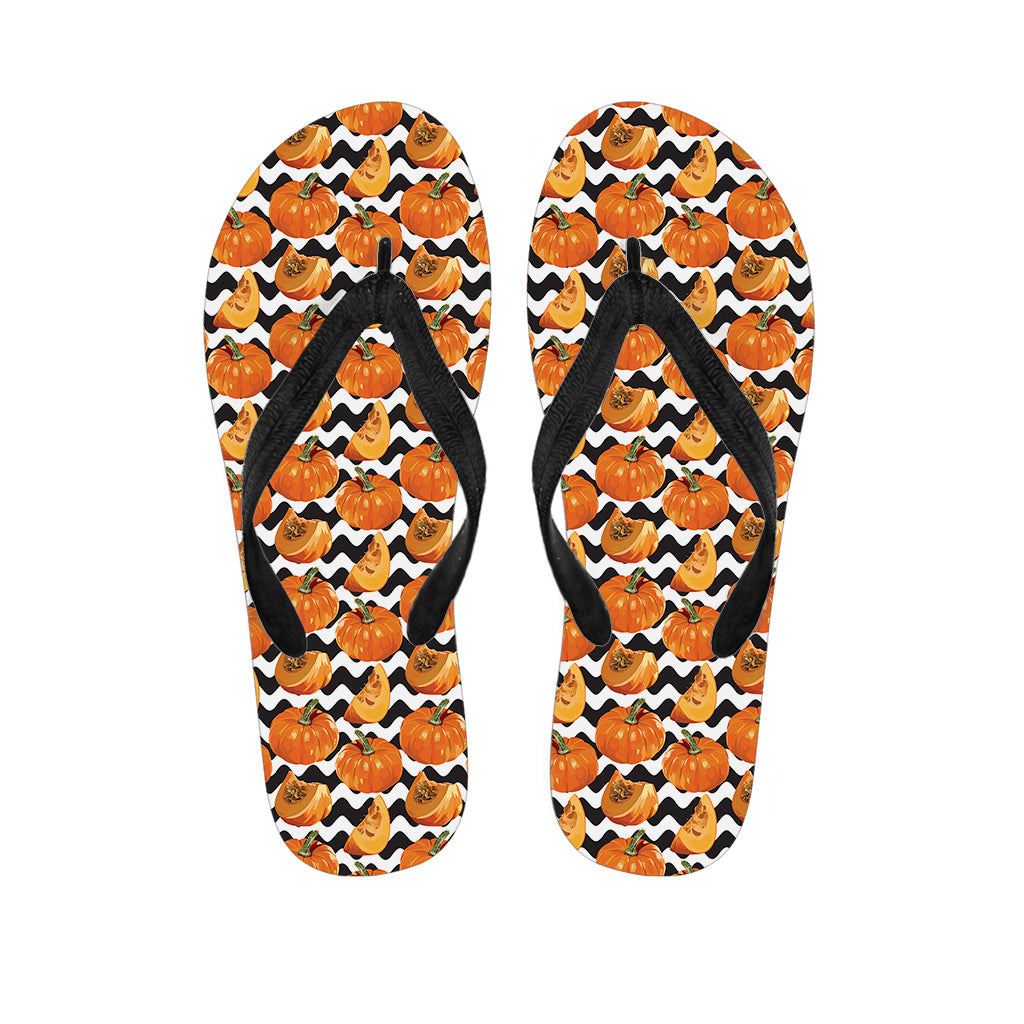 Wave Pumpkin Pattern Print Flip Flops
