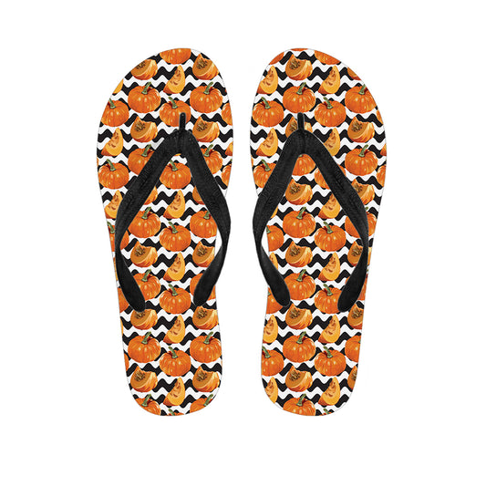 Wave Pumpkin Pattern Print Flip Flops