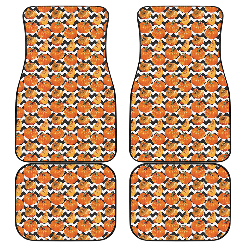 Wave Pumpkin Pattern Print Front and Back Car Floor Mats