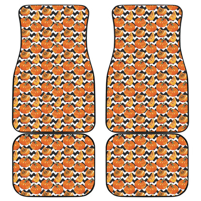 Wave Pumpkin Pattern Print Front and Back Car Floor Mats