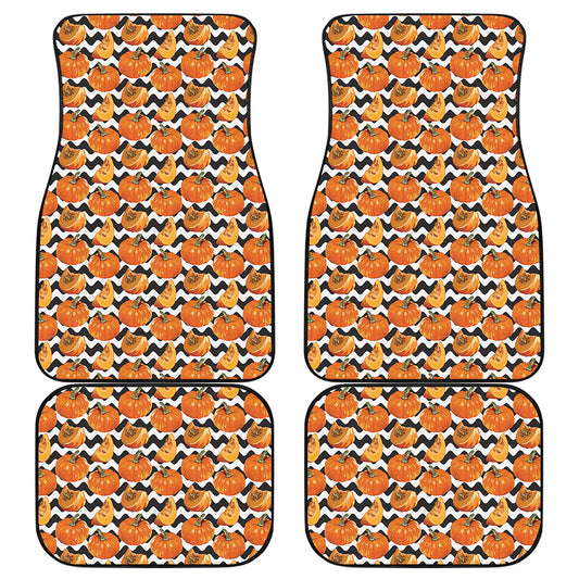Wave Pumpkin Pattern Print Front and Back Car Floor Mats
