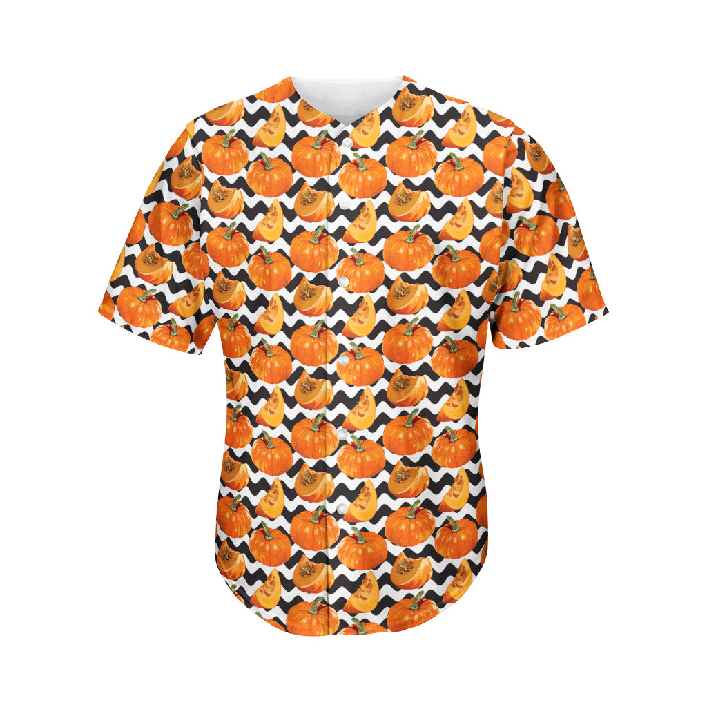 Wave Pumpkin Pattern Print Men's Baseball Jersey