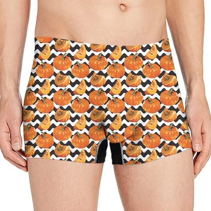 Wave Pumpkin Pattern Print Men's Boxer Briefs