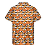 Wave Pumpkin Pattern Print Men's Short Sleeve Shirt