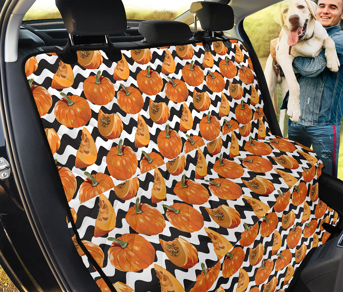 Wave Pumpkin Pattern Print Pet Car Back Seat Cover