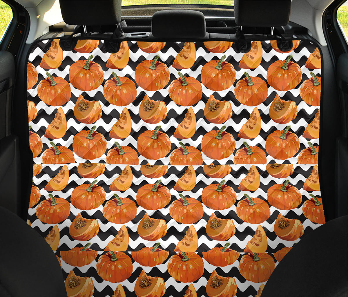 Wave Pumpkin Pattern Print Pet Car Back Seat Cover
