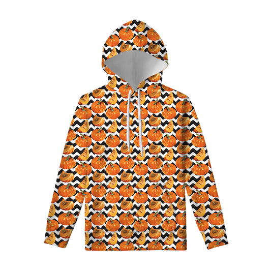 Wave Pumpkin Pattern Print Pullover Hoodie