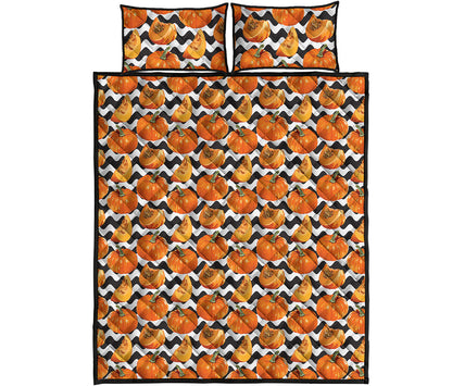 Wave Pumpkin Pattern Print Quilt Bed Set