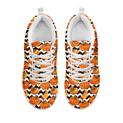 Wave Pumpkin Pattern Print White Sneakers
