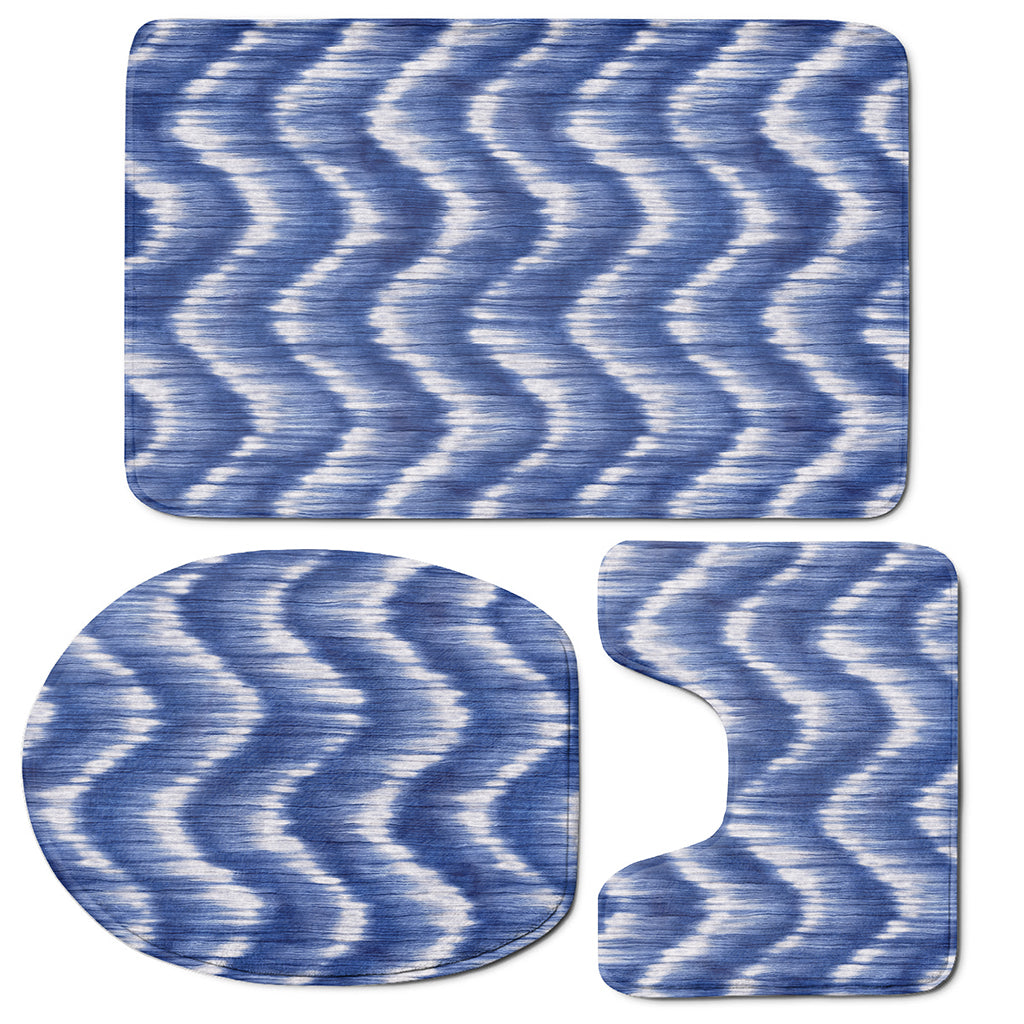 Wavy Shibori Pattern Print 3 Piece Bath Mat Set