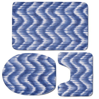 Wavy Shibori Pattern Print 3 Piece Bath Mat Set