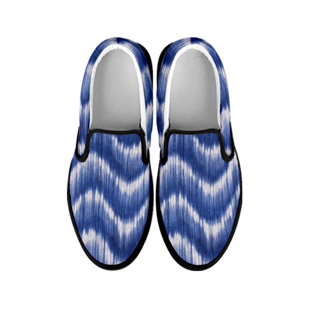 Wavy Shibori Pattern Print Black Slip On Shoes