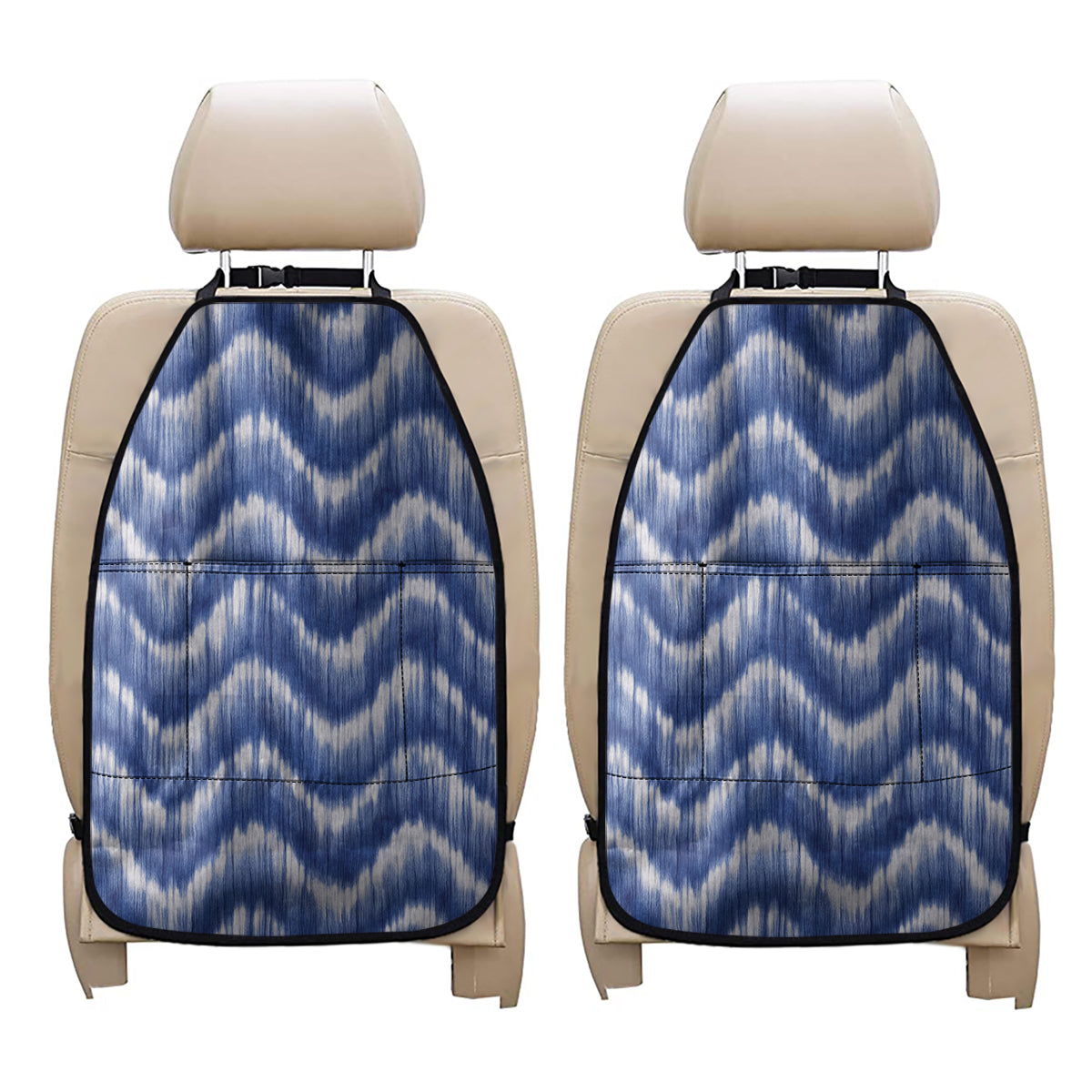 Wavy Shibori Pattern Print Car Seat Organizers
