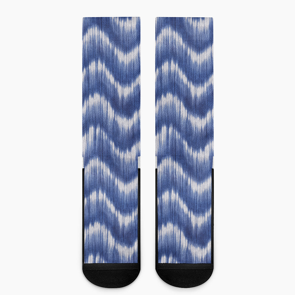 Wavy Shibori Pattern Print Crew Socks