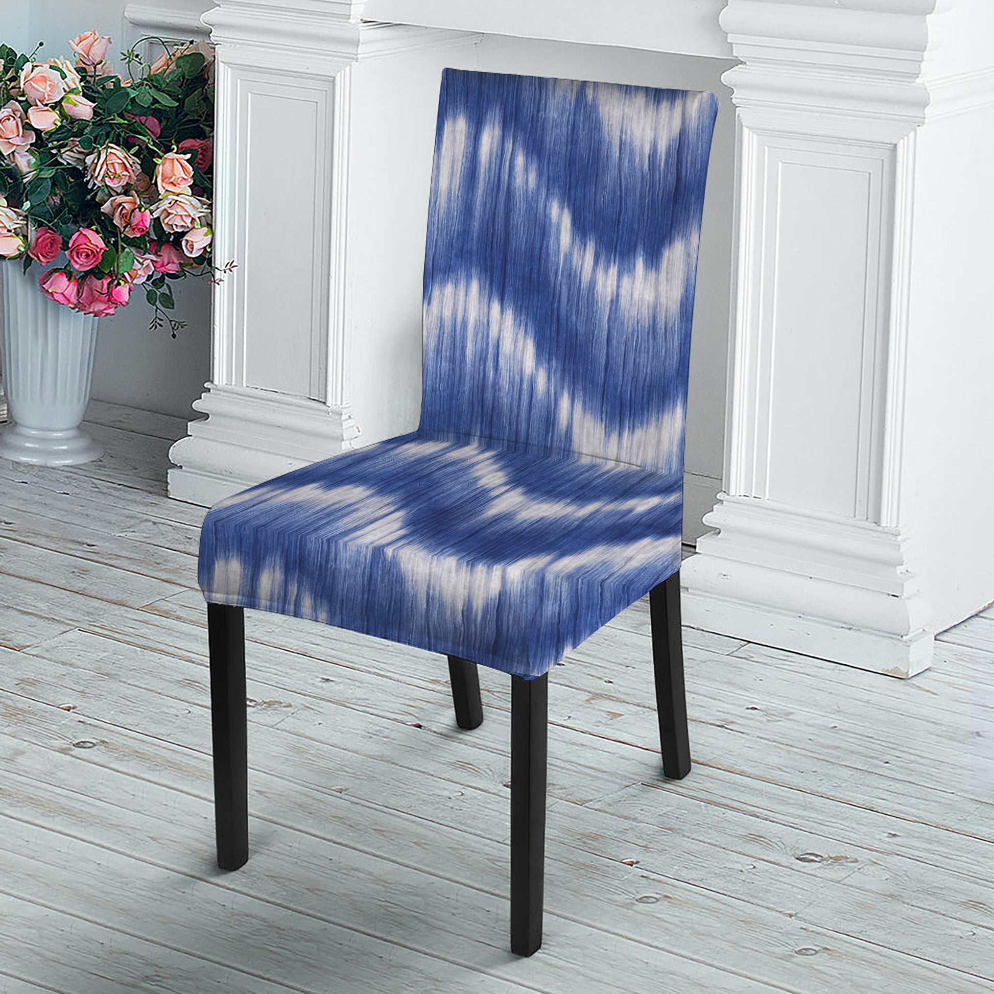 Wavy Shibori Pattern Print Dining Chair Slipcover