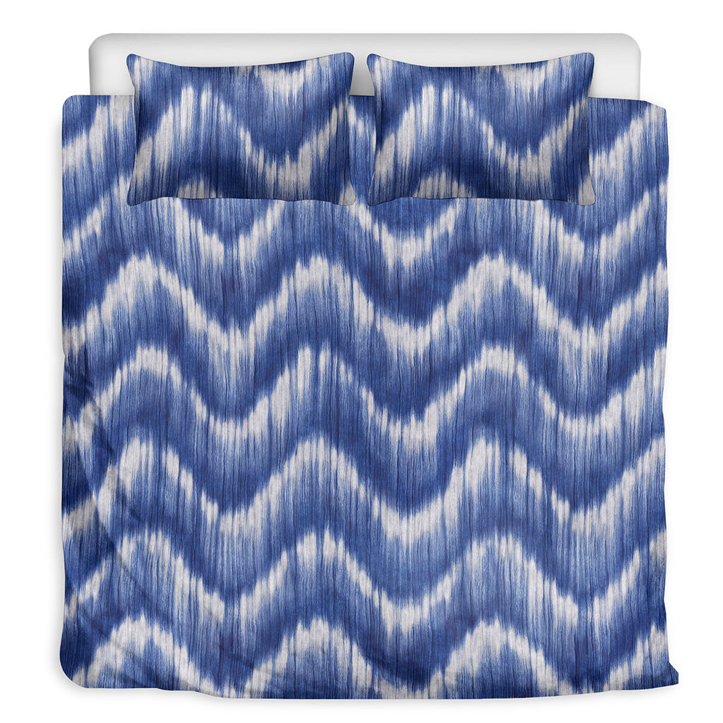 Wavy Shibori Pattern Print Duvet Cover Bedding Set