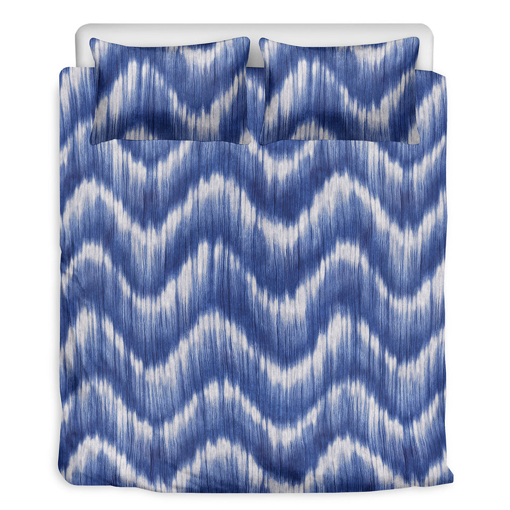 Wavy Shibori Pattern Print Duvet Cover Bedding Set