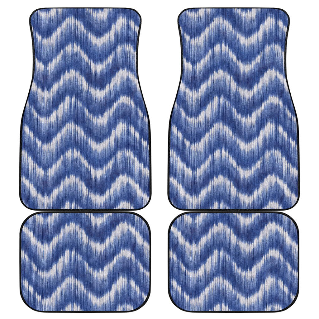 Wavy Shibori Pattern Print Front and Back Car Floor Mats