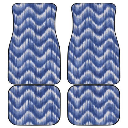 Wavy Shibori Pattern Print Front and Back Car Floor Mats